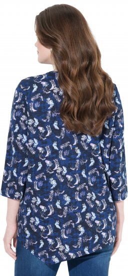 Ulla Popken Asymmetric Cowboy Boot Print Tee Dark Blue - Tiskana majica za žene - 