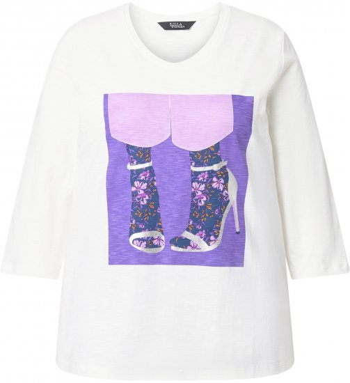 Ulla Popken Fashion Graphic T-Shirt Off-White - Tiskana majica za žene - 