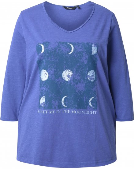 Ulla Popken Meet Me In The Moonlight 3/4 Sleeve Graphic Tee Atlantic Blue - Tiskana majica za žene - 
