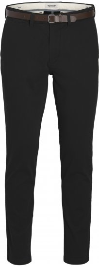 Jack & Jones Marco Adam Belted Slim Fit Chino Pants Black - Traperice & hlače - Muške Traperice i Hlače Veliki Brojevi