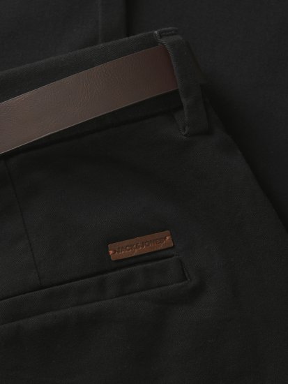 Jack & Jones Marco Adam Belted Slim Fit Chino Pants Black - Traperice & hlače - Muške Traperice i Hlače Veliki Brojevi