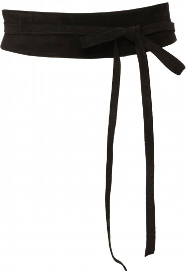 Ulla Popken Leather Tie Belt Black - Ženski remeni - 