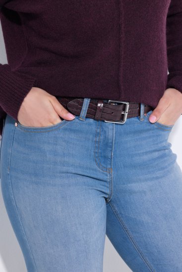 Ulla Popken Snake Embossed Belt Burgundy - Ženski remeni - 