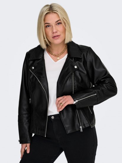 Only Carmakoma Emmy Biker Jacket Black - Kožne jakne - 