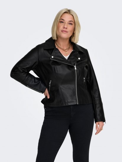 Only Carmakoma Emmy Biker Jacket Black - Kožne jakne - 