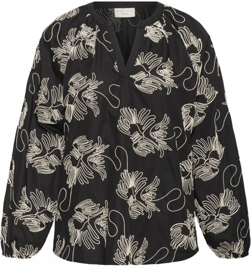 Kaffe Curve Kimmie Blouse Black Chalk Embroidery - Bluze - 