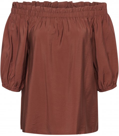 Kaffe Curve Neela Off-Shoulder Blouse Henna Brown - Bluze i tunike - 