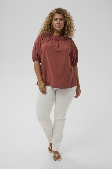 Kaffe Curve Neela Off-Shoulder Blouse Henna Brown - Bluze i tunike - 