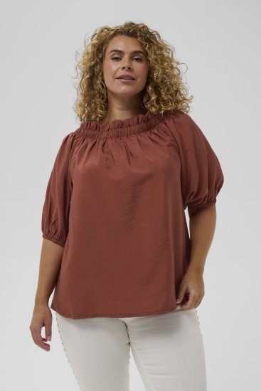 Kaffe Curve Neela Off-Shoulder Blouse Henna Brown - Bluze i tunike - 