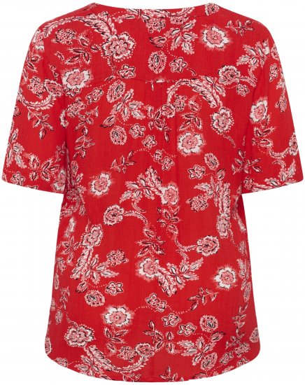 Kaffe Curve Ami Short Sleeve Blouse Printed Poppy Red - Bluze i tunike - 