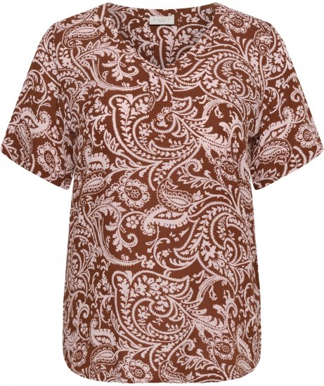 Kaffe Curve Ami Short Sleeve Blouse Printed Henna Brown - Bluze i tunike - 