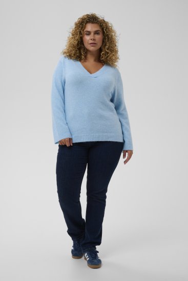 Kaffe Curve Jilanda V-Neck Pullover Blue - Puloveri i pletivo - 