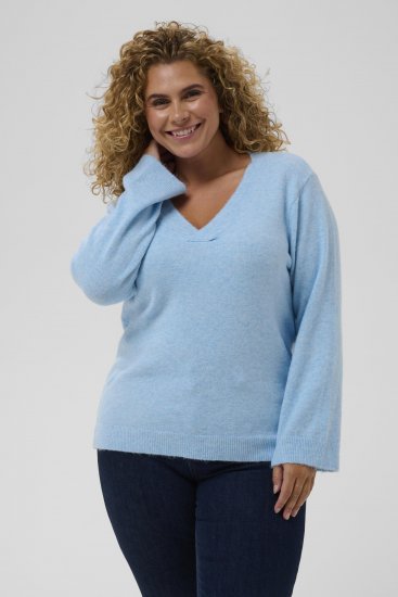Kaffe Curve Jilanda V-Neck Pullover Blue - Puloveri i pletivo - 