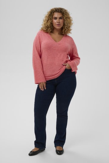 Kaffe Curve Jilanda V-Neck Pullover Red - Puloveri i pletivo - 