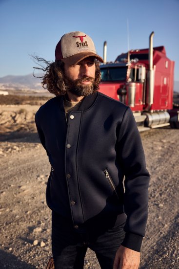 JP1880 College Jacket Scuba Fabric with Zipper Navy - Jakne - Muške Jakne Veliki Brojevi