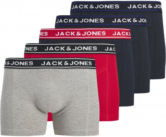 Jack & Jones Hector Solid Trunks 5-Pack Grey - Bokserice - Muške Bokserice Veliki Brojevi