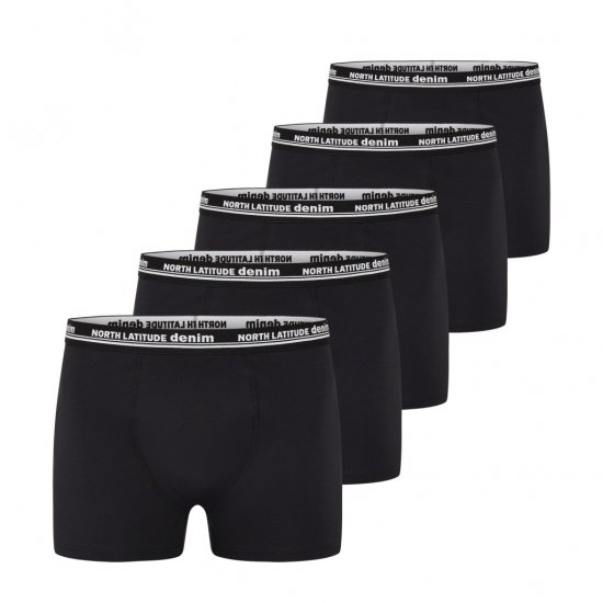 North Latitude 5-Pack Boxershorts Black - Bokserice - Muške Bokserice Veliki Brojevi