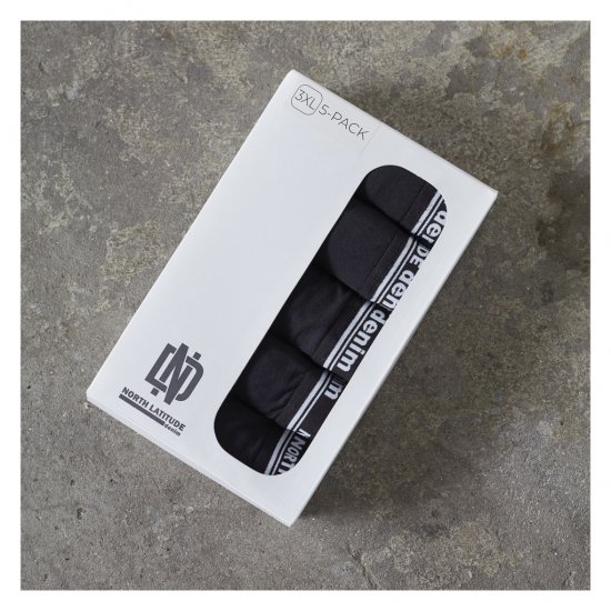 North Latitude 5-Pack Boxershorts Black - Bokserice - Muške Bokserice Veliki Brojevi