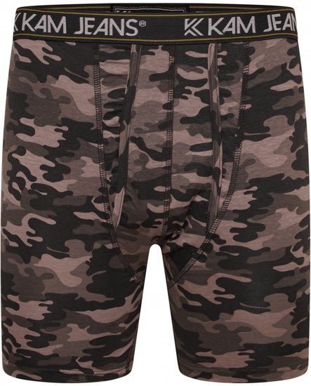 Kam Jeans 813 Camo Print Boxers Charcoal Khaki - Bokserice - Muške Bokserice Veliki Brojevi