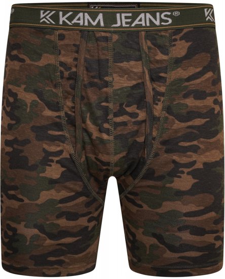 Kam Jeans 813 Camo Print Boxers Charcoal Khaki - Bokserice - Muške Bokserice Veliki Brojevi