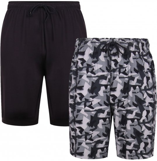 Kam Jeans Twin Pack Shorts Camo/Plain Black - Sportske hlače & kratke - Muške Trenirke Veliki Brojevi