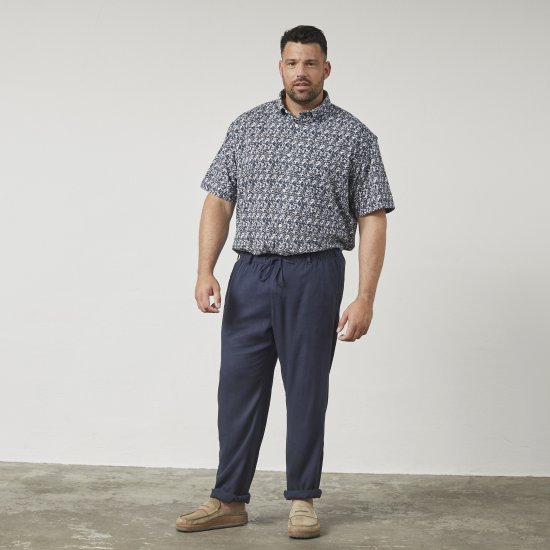 North Latitude 61155 Lanene Hlače Udobnog Kroja Mornarsko Plava - Traperice & hlače - Muške Traperice i Hlače Veliki Brojevi