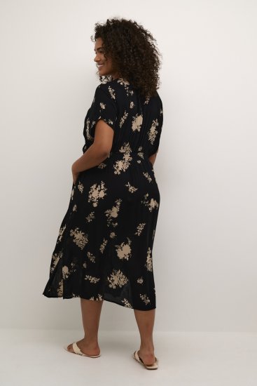 Kaffe Curve Jenna Haljina Crna/Brown Flower uzorak - Haljine - 
