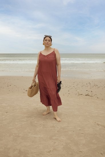 Kaffe Curve Emilia Dress Henna Brown - Maxi haljine - 