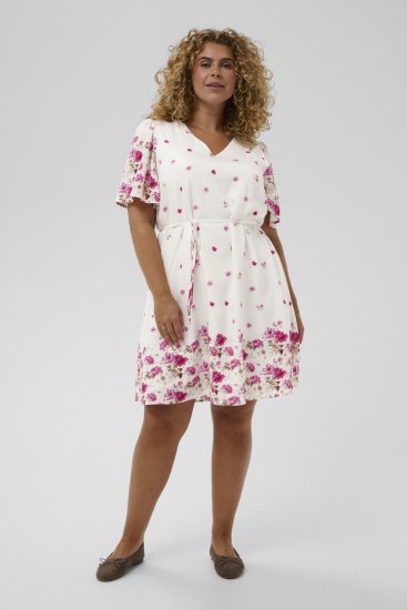 Kaffe Curve Rosa Mini Dress White Rose Border Flower - Mini haljine - 