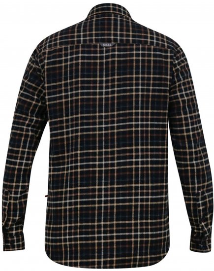 D555 Destin Checked Long Sleeve Shirt Black/Tan Check - Košulje s dugim rukavima - 