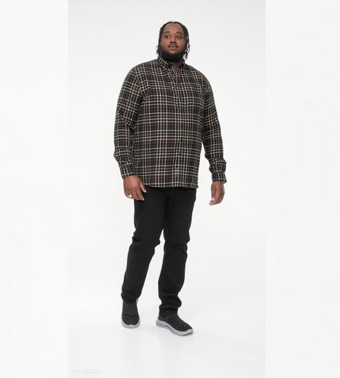 D555 Destin Checked Long Sleeve Shirt Black/Tan Check - Košulje s dugim rukavima - 