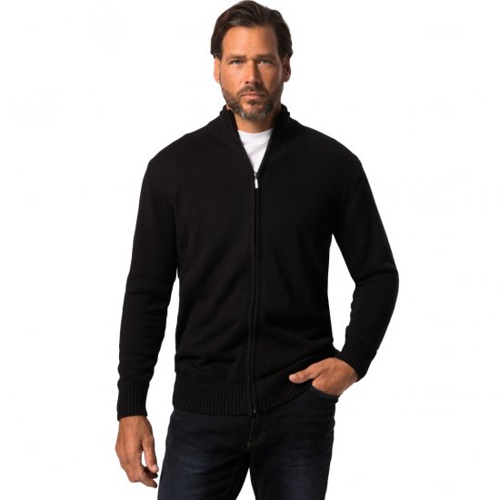 JP1880 Cardigan Knitted with Zipper Black TALL - MUŠKA ODJEĆA MT-6XLT - Odjeća za Visoke Muškarce