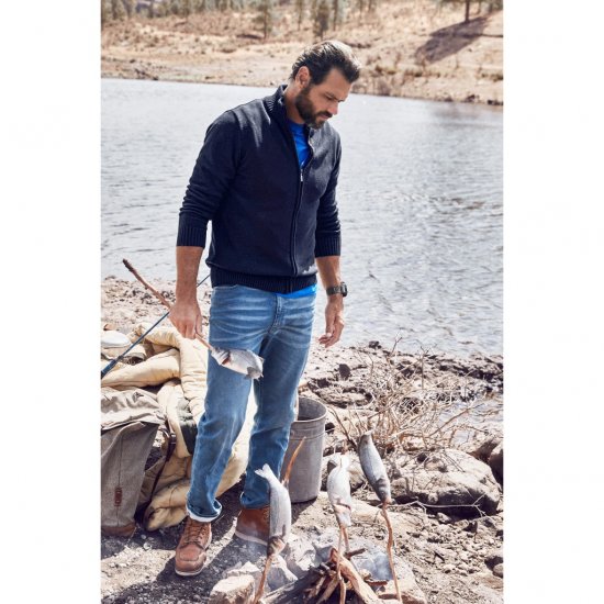 JP1880 Cardigan Knitted with Zipper Navy TALL - MUŠKA ODJEĆA MT-6XLT - Odjeća za Visoke Muškarce