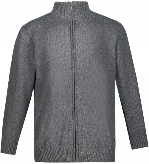 JP1880 Cardigan Knitted with Zipper Grey - Puloveri & dukserice - Muške Puloveri & dukserice veliki brojevi