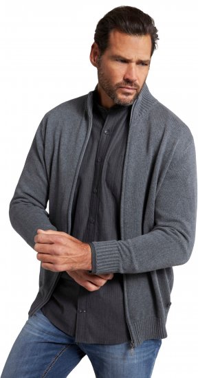 JP1880 Cardigan Knitted with Zipper Grey - Puloveri & dukserice - Muške Puloveri & dukserice veliki brojevi