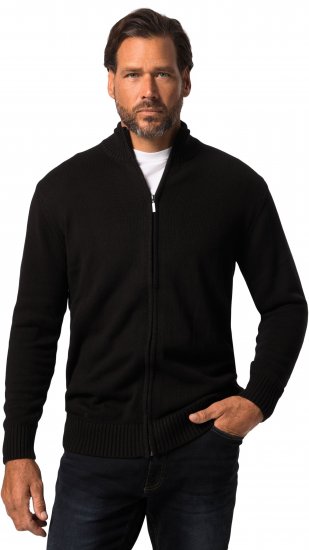 JP1880 Sweater Knitter with Zipper Black - Puloveri & dukserice - Muške Puloveri & dukserice veliki brojevi
