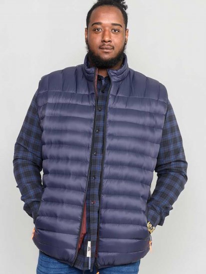D555 WICKHAM 1 Puffer Gilet with Burgundy Lining Navy - Prsluci - Prsluci u velikim veličinama