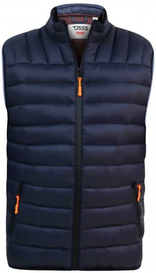 D555 WICKHAM 1 Puffer Gilet with Burgundy Lining Navy - Prsluci - Prsluci u velikim veličinama
