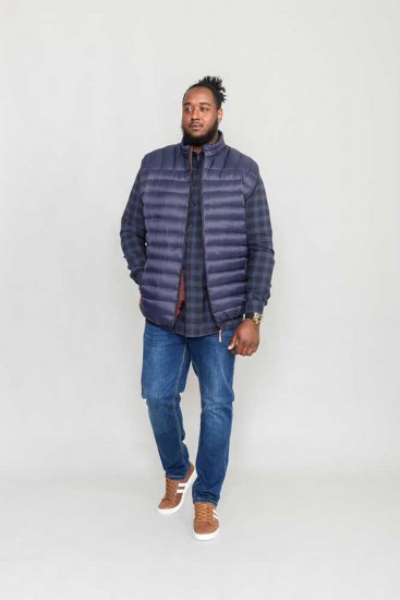 D555 WICKHAM 1 Puffer Gilet with Burgundy Lining Navy - Prsluci - Prsluci u velikim veličinama