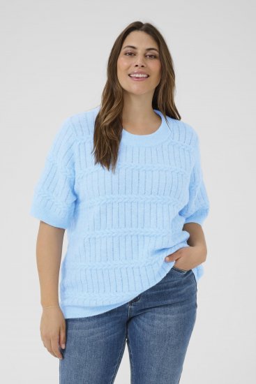 Kaffe Curve Minia Pullover Powder Blue Melange - Pleteni puloveri - 