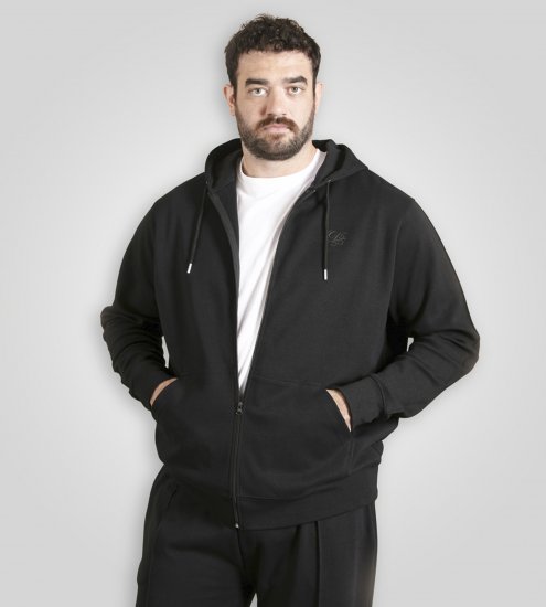 Duke Kenilworth Pin Tuck Sleeves Zip Through Hoodie Dark Navy TALL - TALL puloveri - 