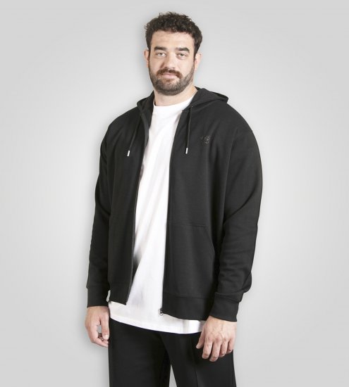 Duke Kenilworth Pin Tuck Sleeves Zip Through Hoodie Dark Navy TALL - TALL puloveri - 