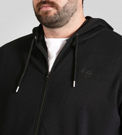 Duke Kenilworth Pin Tuck Sleeves Zip Through Hoodie Dark Navy TALL - TALL puloveri - 