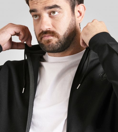 Duke Kenilworth Pin Tuck Sleeves Zip Through Hoodie Dark Navy TALL - TALL puloveri - 