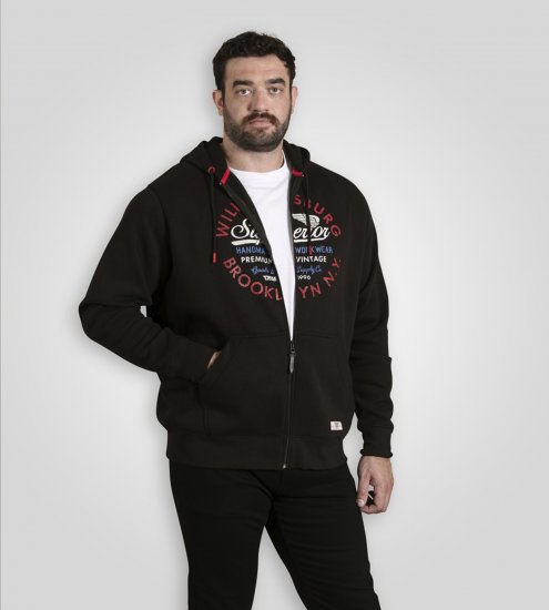 Duke Southampton Brooklyn Chest Print Full Zip Hoodie Black - Puloveri & dukserice - Muške Puloveri & dukserice veliki brojevi