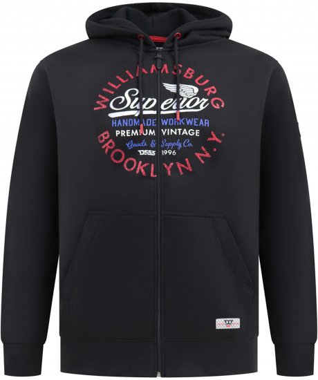 Duke Southampton Brooklyn Chest Print Full Zip Hoodie Black - Puloveri & dukserice - Muške Puloveri & dukserice veliki brojevi