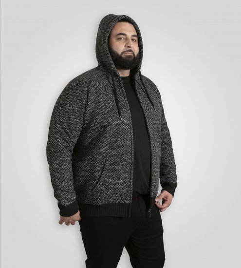 Duke Fareham Bonded Sherpa Lining Knitted Hoodie Grey - Puloveri & dukserice - Muške Puloveri & dukserice veliki brojevi