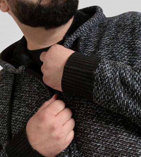 Duke Fareham Bonded Sherpa Lining Knitted Hoodie Grey - Puloveri & dukserice - Muške Puloveri & dukserice veliki brojevi