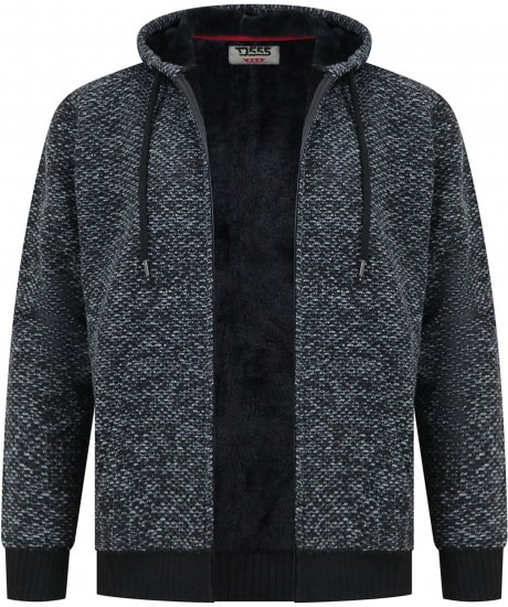 Duke Fareham Bonded Sherpa Lining Knitted Hoodie Grey - Puloveri & dukserice - Muške Puloveri & dukserice veliki brojevi