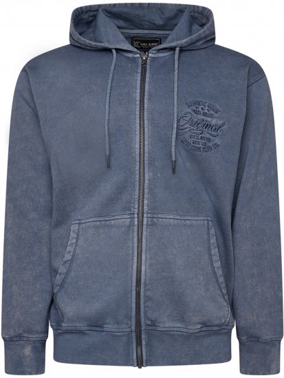 Kam Jeans 7082 Garment DYE with Zipper Hoodie Vintage Indigo - Puloveri & dukserice - Muške Puloveri & dukserice veliki brojevi